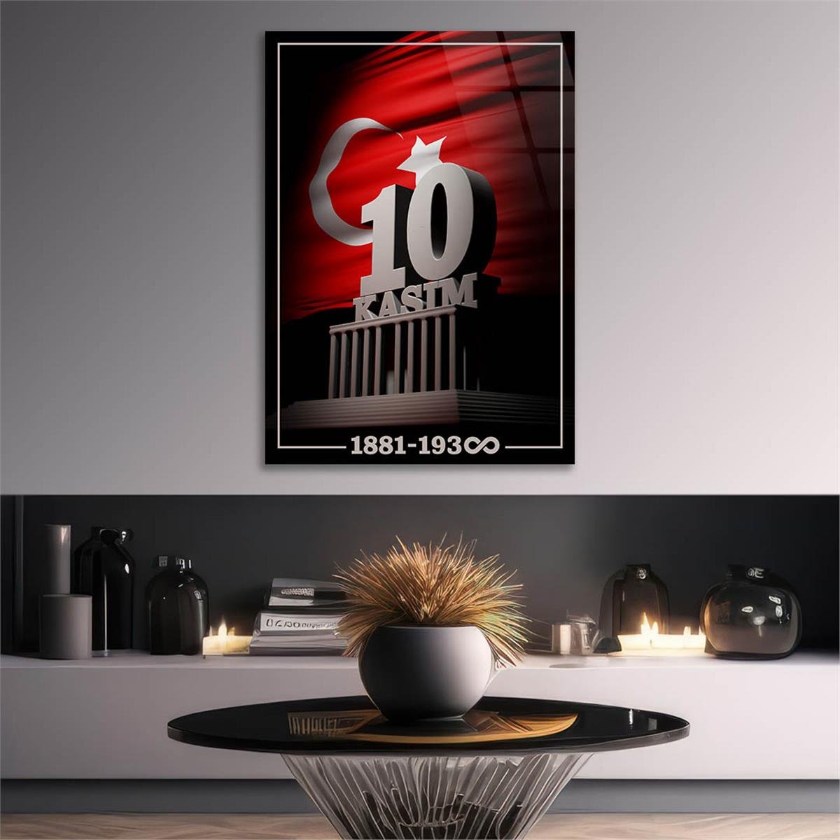 Dikey VatanTemalı Cam Tablo 129