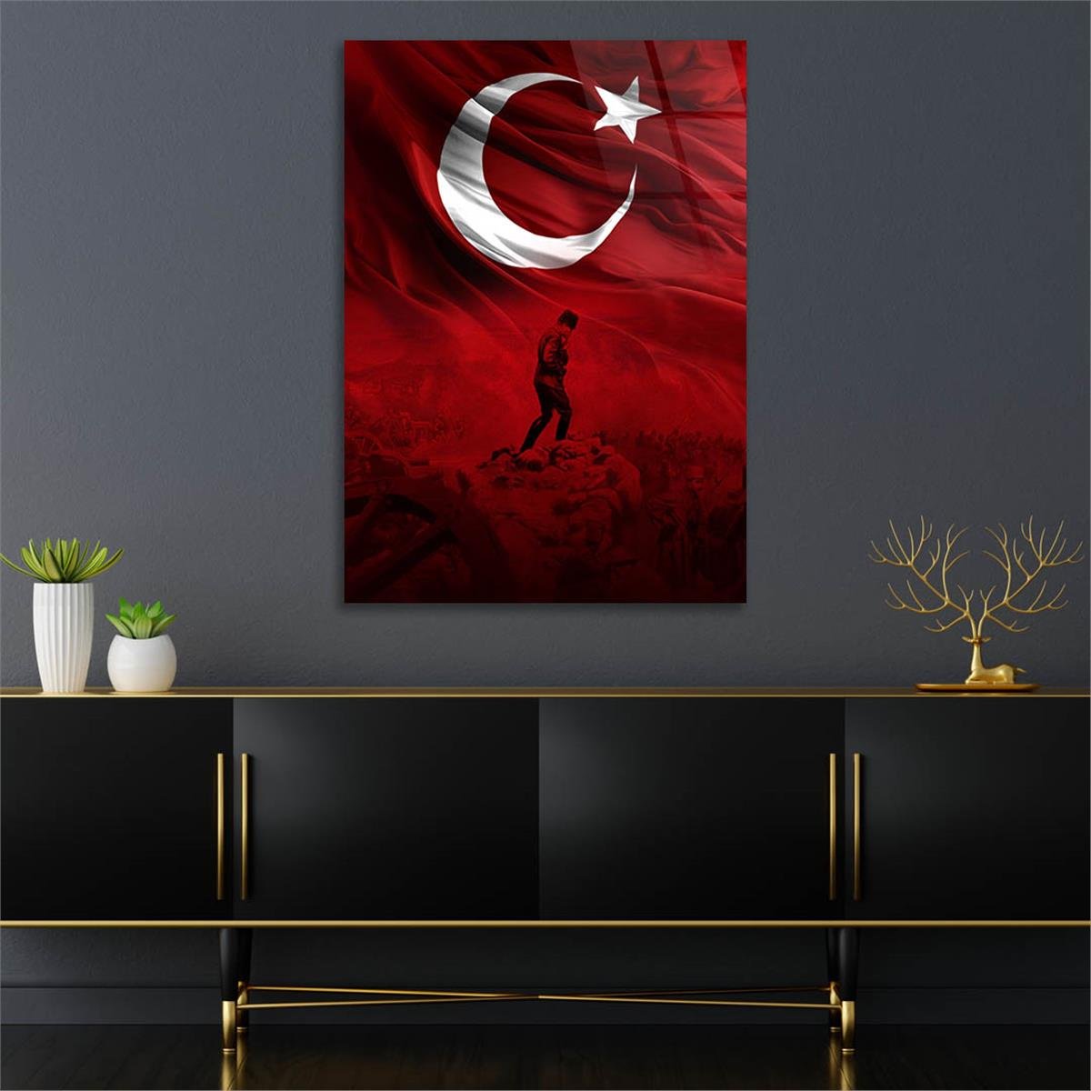 Dikey VatanTemalı Cam Tablo 152