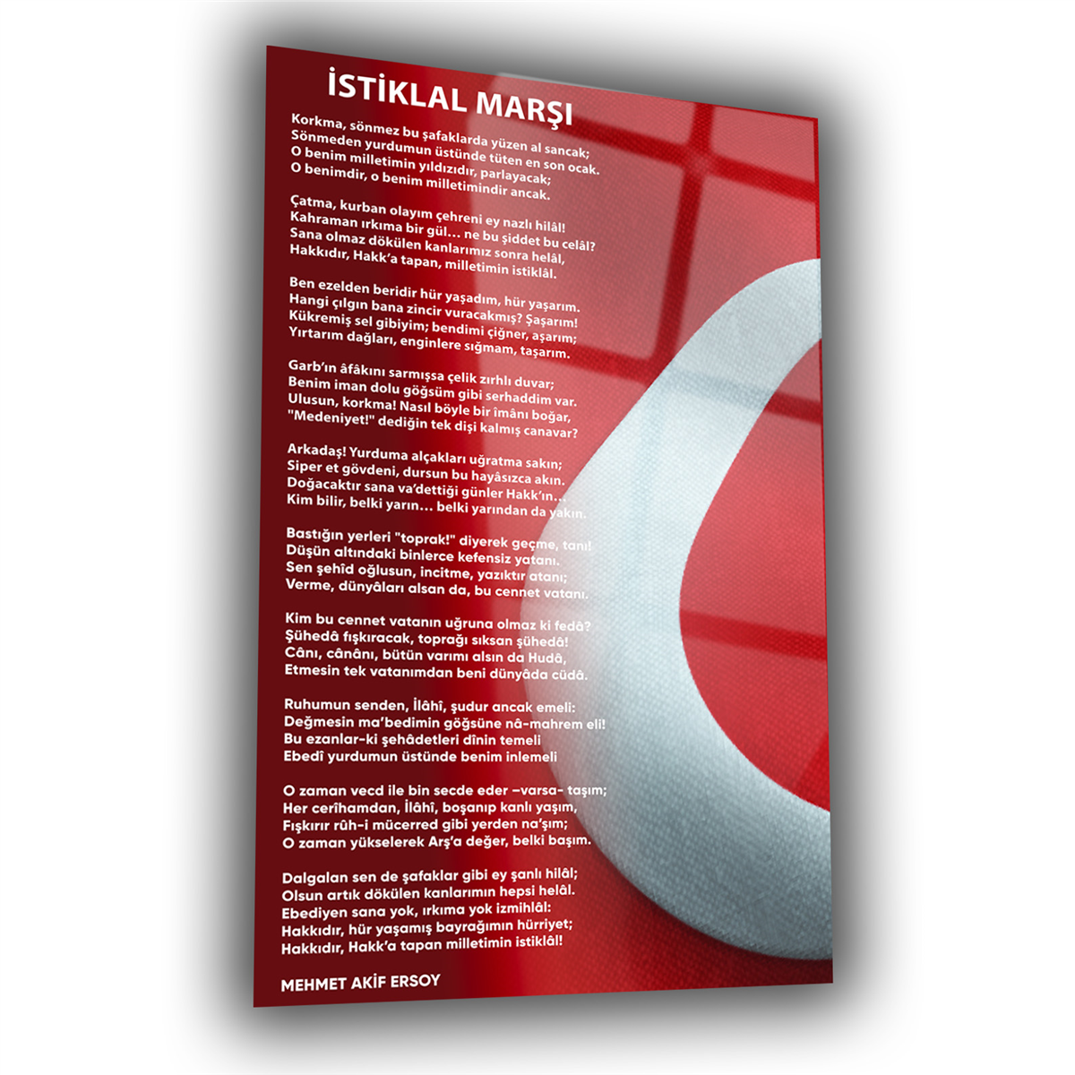 İSTİKLAL MARŞI YAZILI CAM TABLO