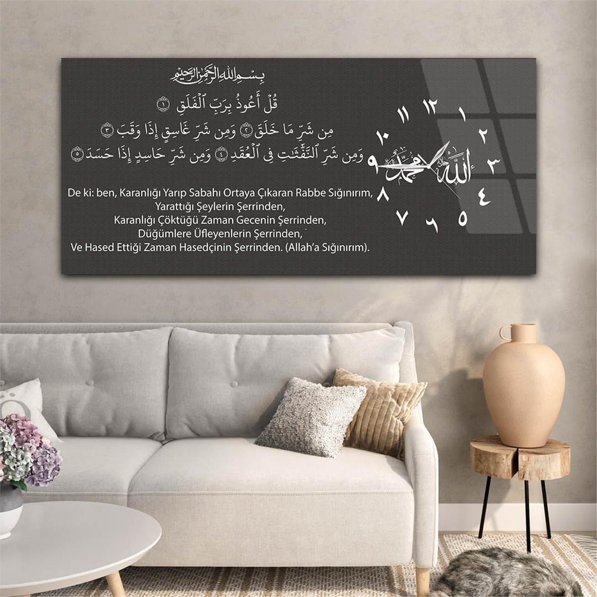 Side-Clock, Religious-Themed Horizontal Glass Wall Painting 018