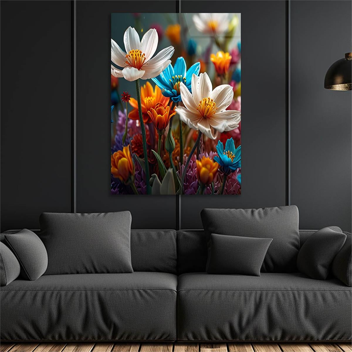 Dikey Sanat Temalı Cam Tablo 523