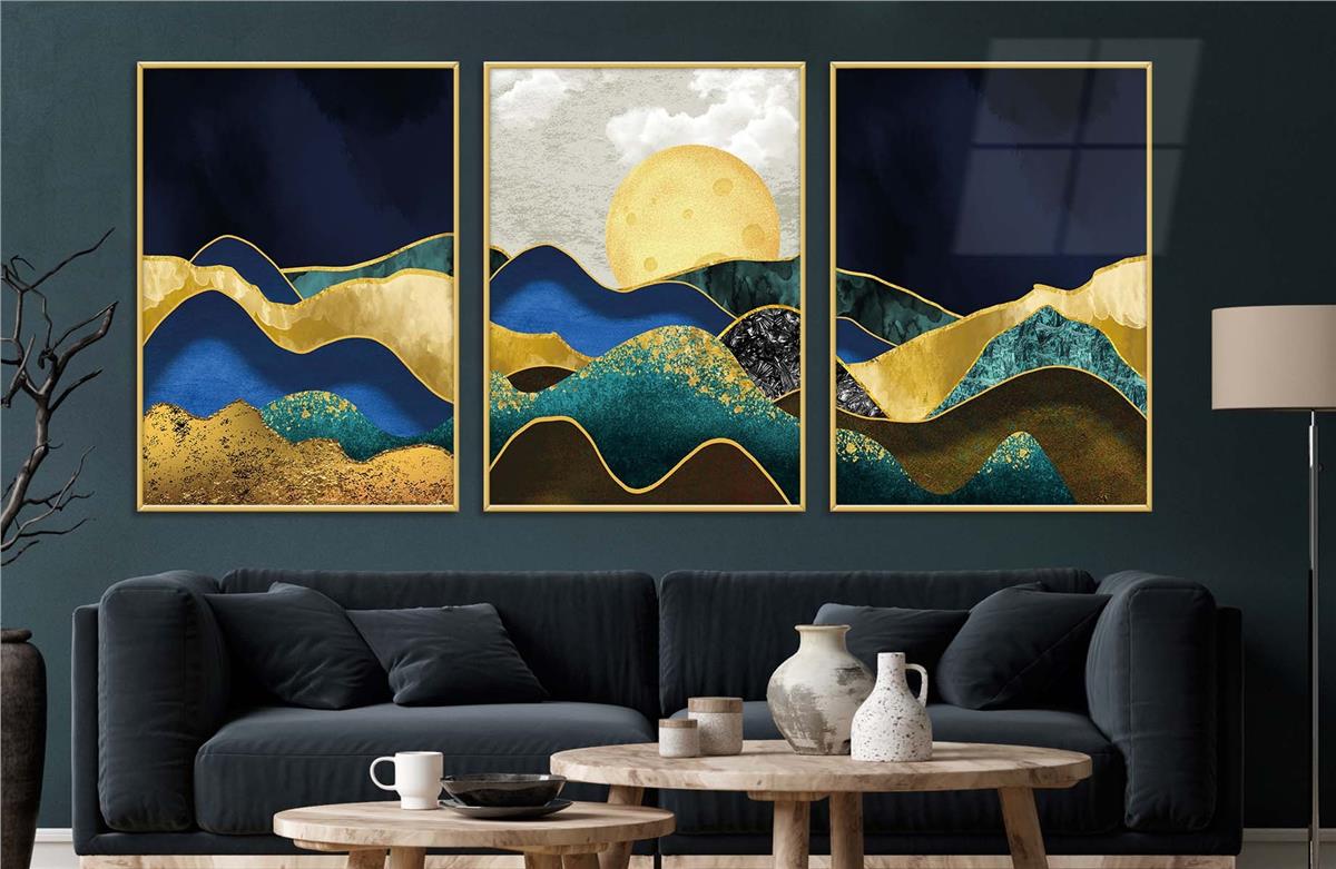 Alüminyum Çerçeveli Sanat Temalı 3'lü Set CAM Tablo 0061