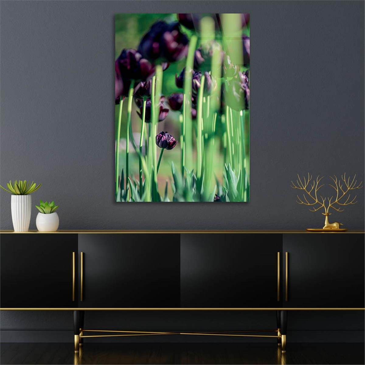 Vertical Tempered Glasss Wall Arts Natured-Themed204