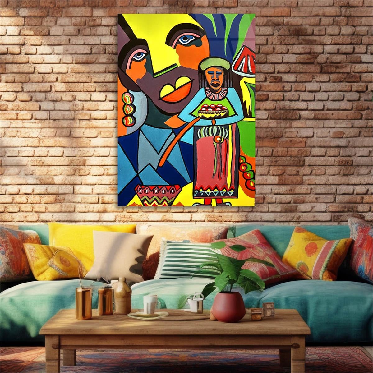 Dikey Sanat Temalı Cam Tablo 392