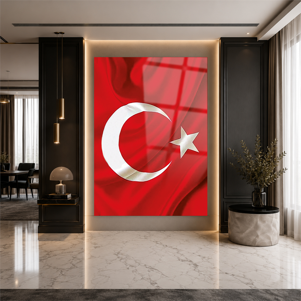 TÜRK BAYRAĞI GÖRSELLİ CAM TABLO