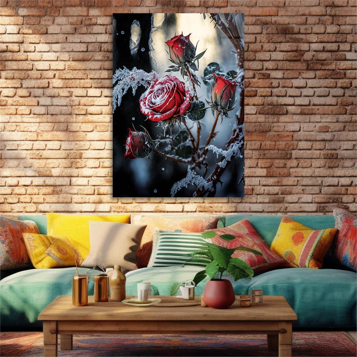 Vertical Tempered Glasss Wall Arts Natured-Themed163
