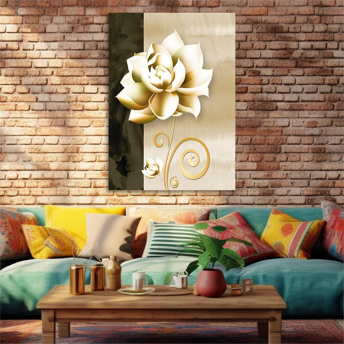 Vertical Tempered Glasss Wall Arts Natured-Themed109