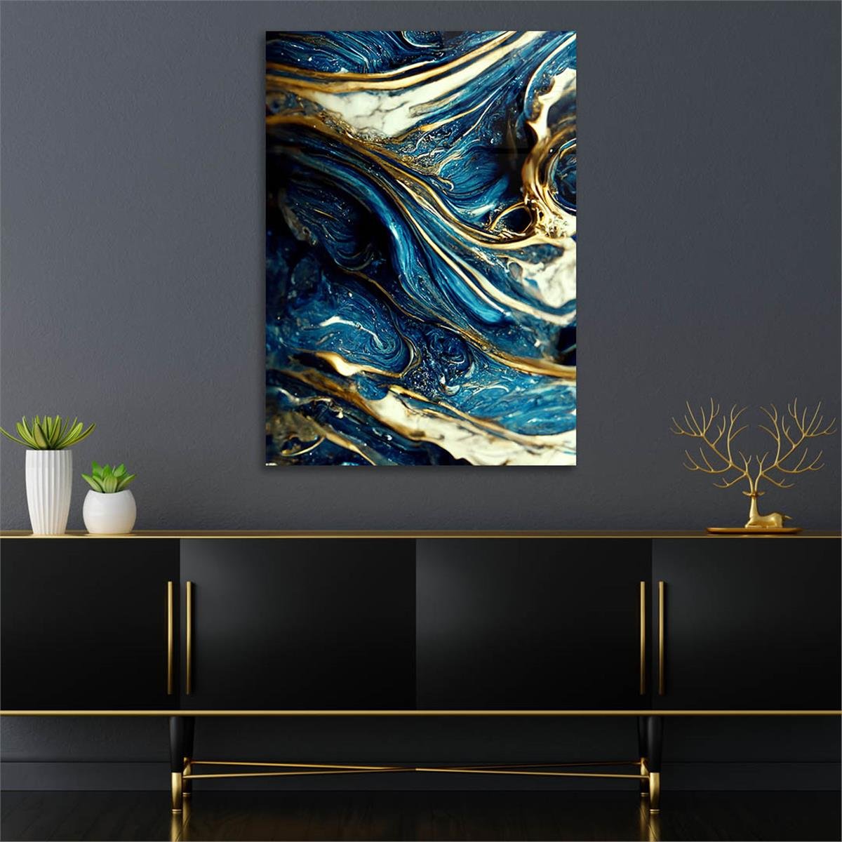 Dikey Sanat Temalı Cam Tablo 557