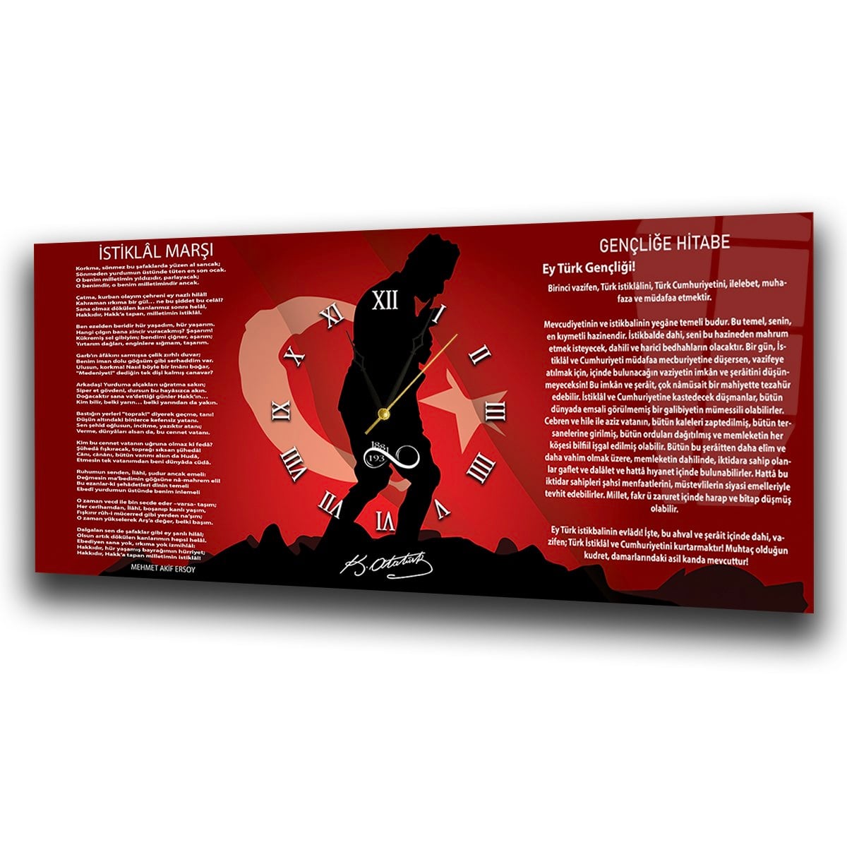 Middle-Clock, Homeland-Themed Horizontal Glass Wall Painting 051