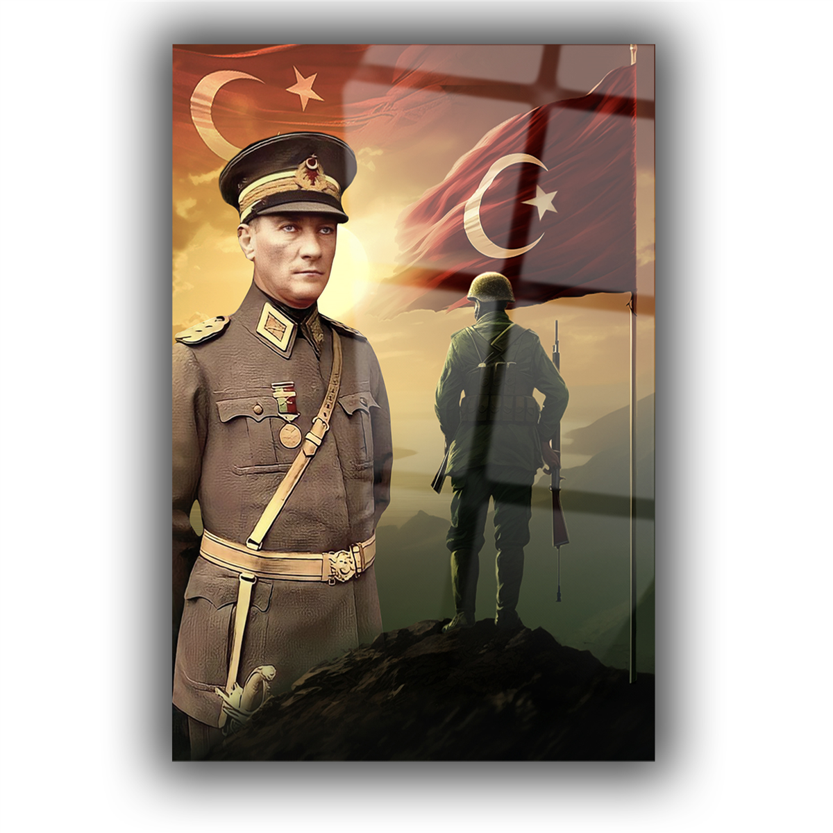 Dikey VatanTemalı Cam Tablo 157
