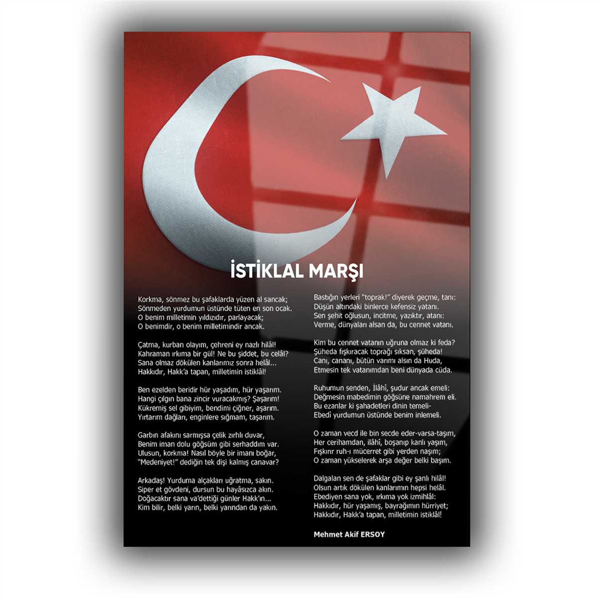 İSTİKLAL MARŞI YAZILI CAM TABLO