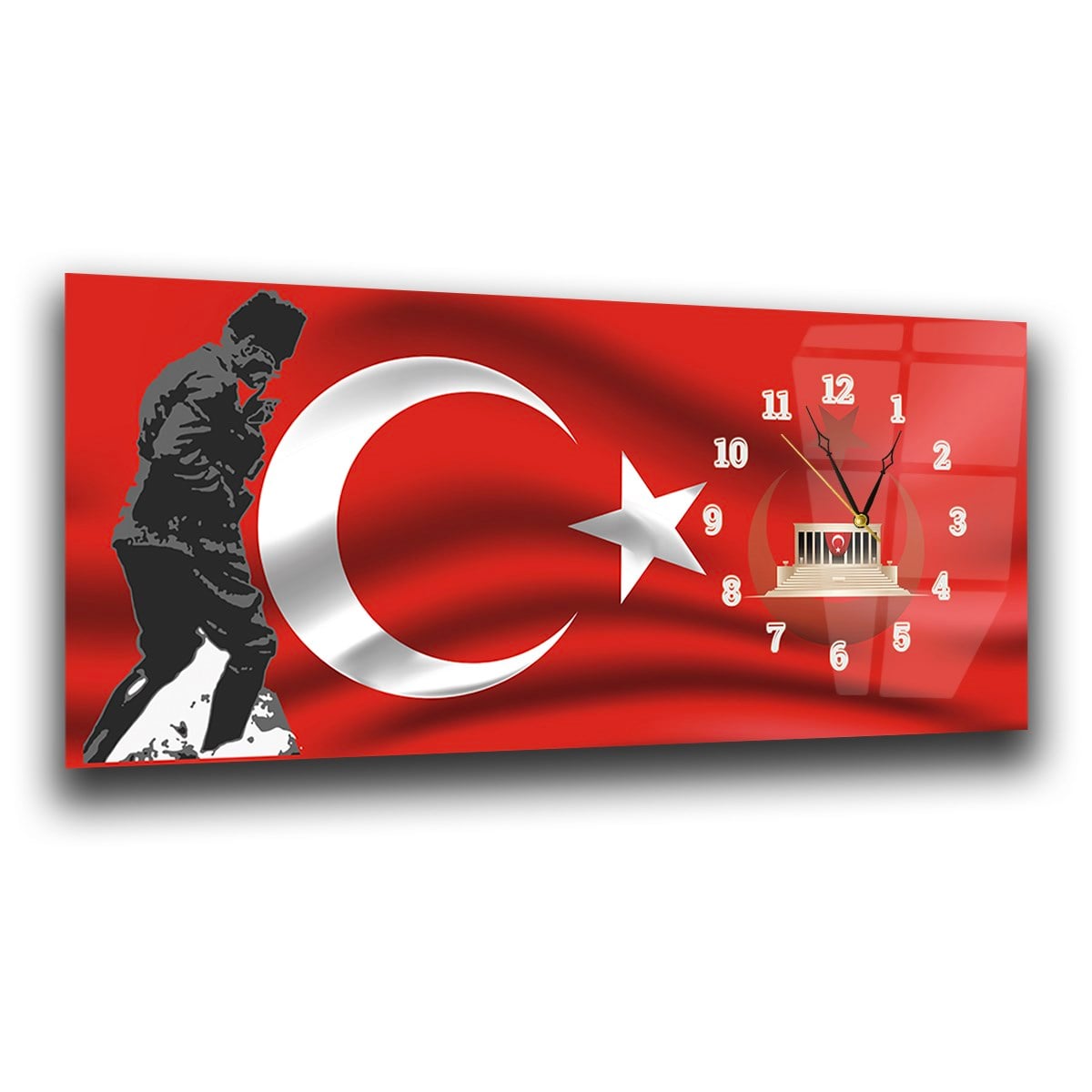 Side-Clock, Homeland-Themed Horizontal Glass Wall Painting 016