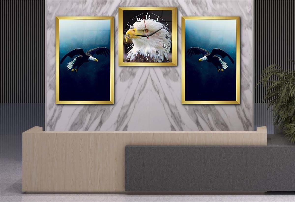 Tempered Glasss Wall Arts Art-Themed Set with Clock