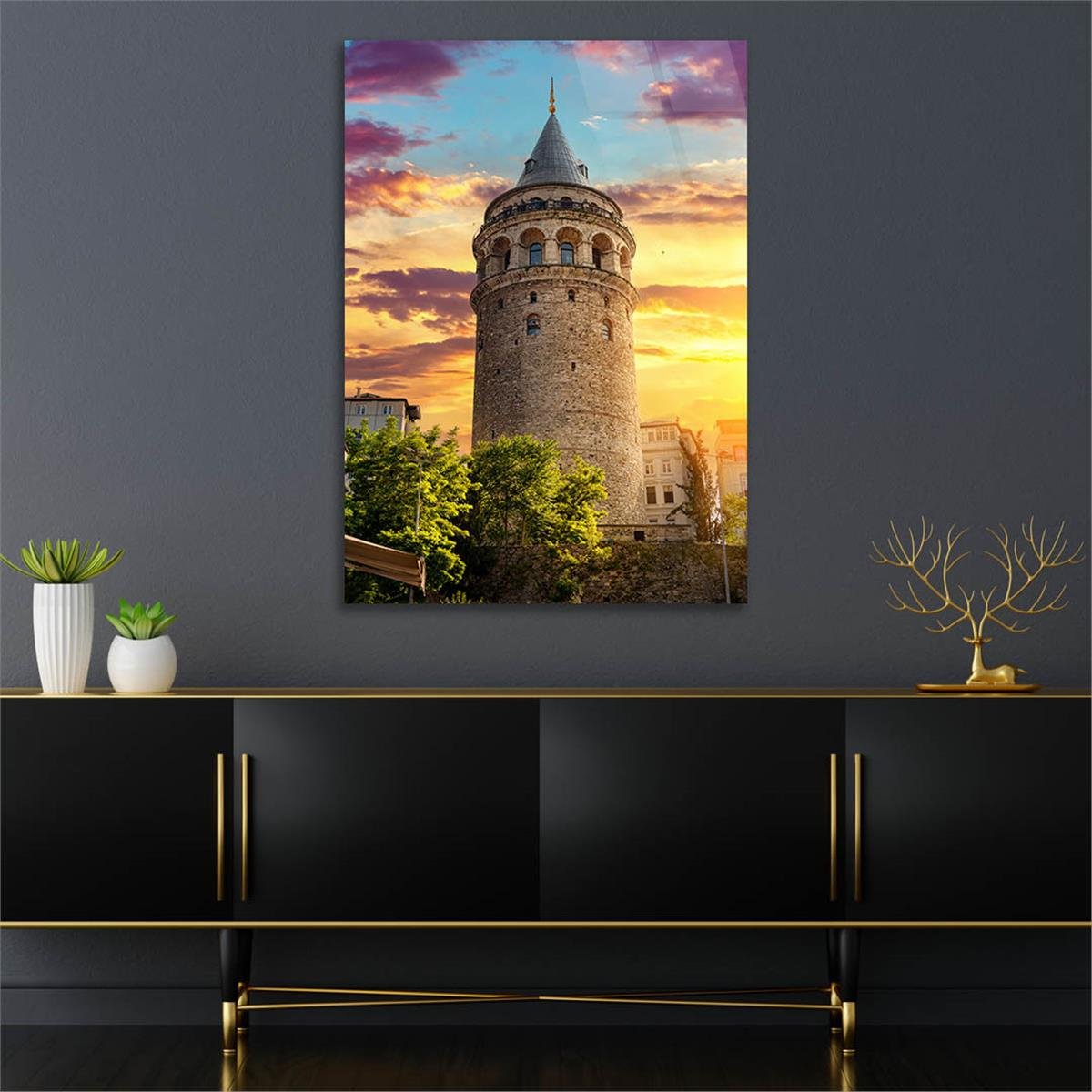 Dikey Doğa Temalı Cam Tablo 230