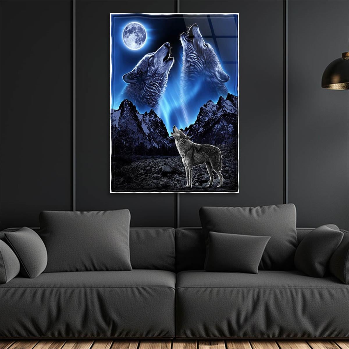 Howling Wolf Glass Wall Art