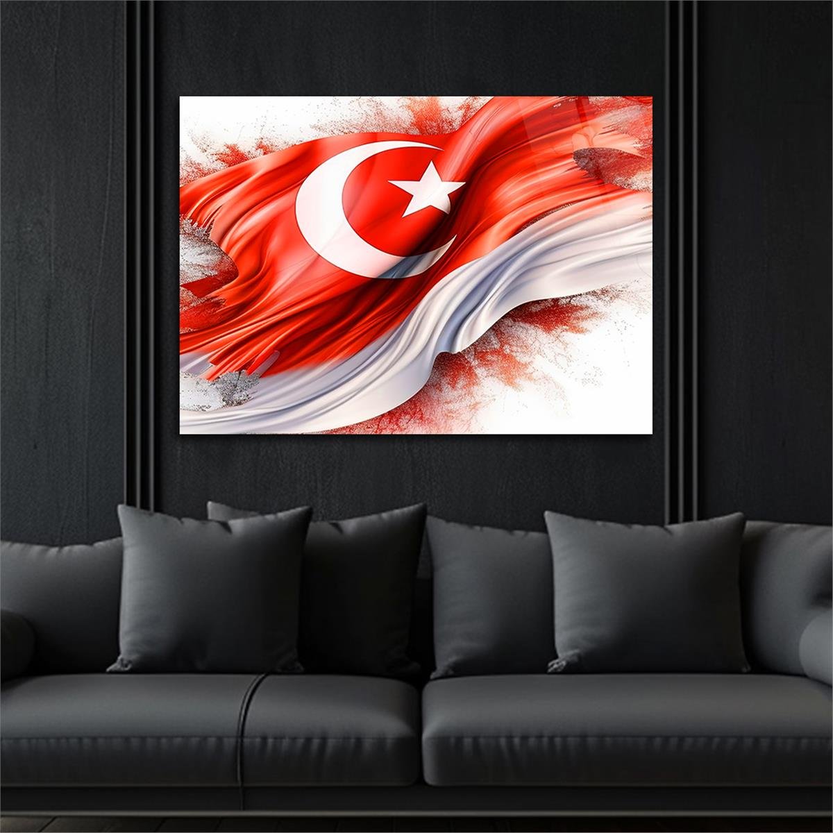 Yatay Vatan Temalı Cam Tablo 155