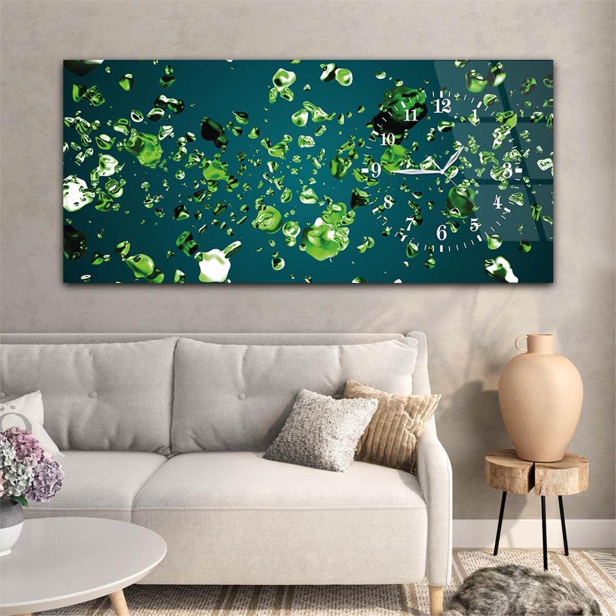 Side-Clock, Art And Nature-Themed Horizontal Glass Wall Painting 033