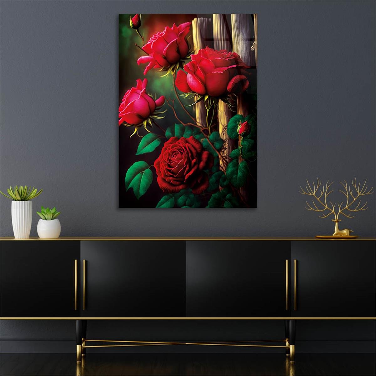 Vertical Tempered Glasss Wall Arts Natured-Themed146
