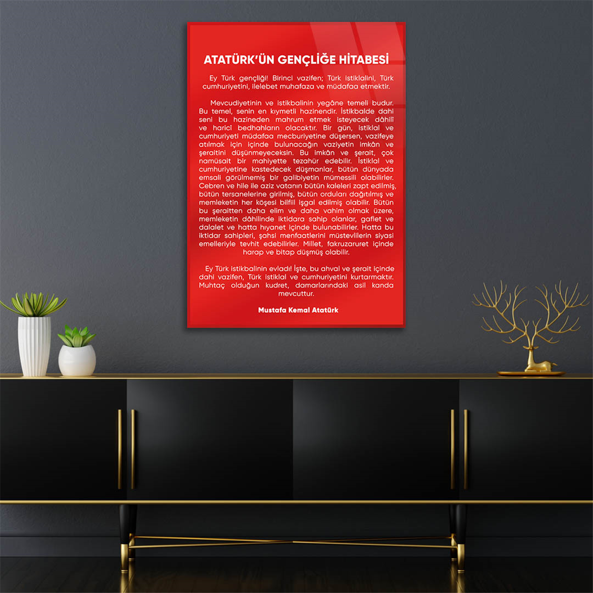 Atatürk's Address to the Turkish Youth Glass Wall Art