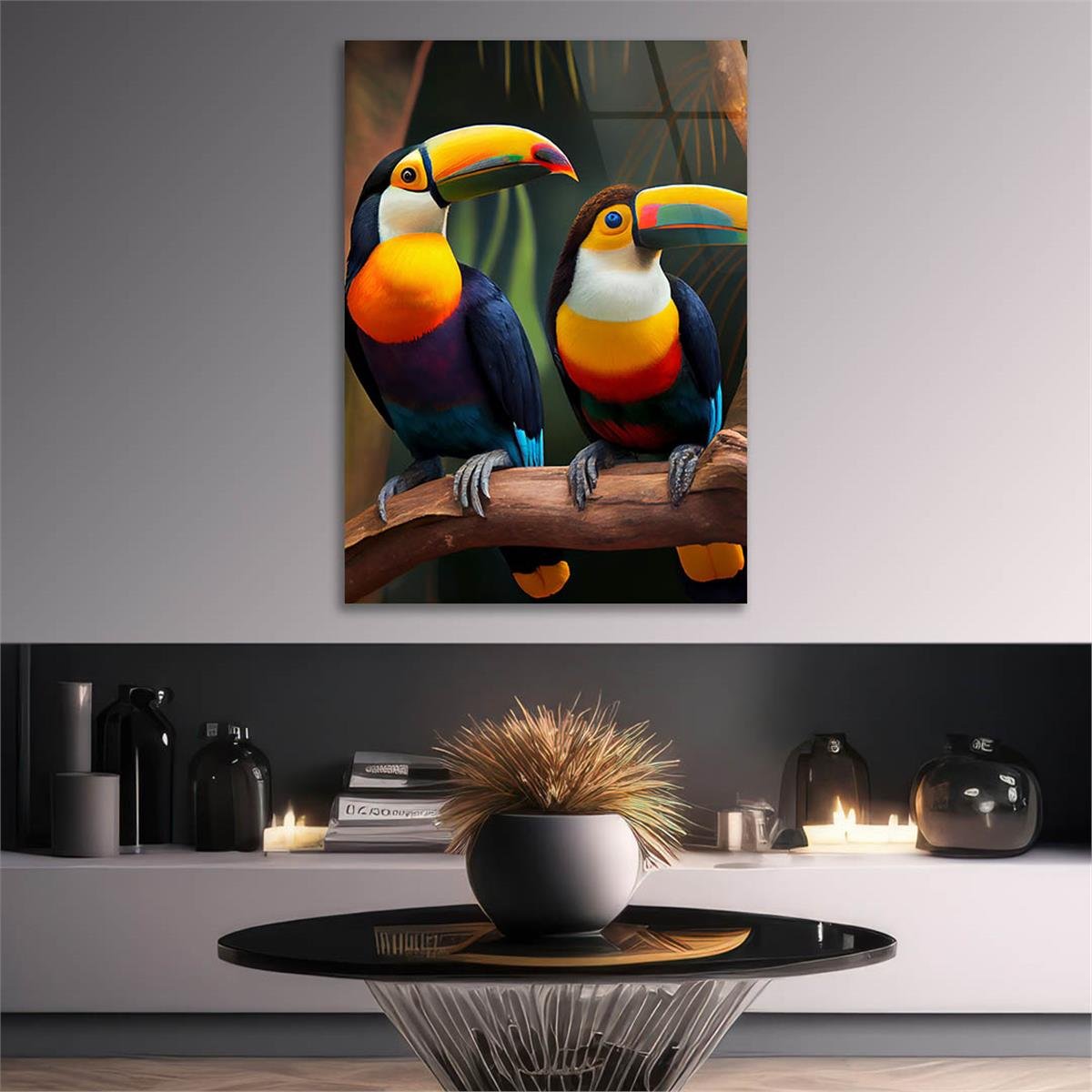 Dikey Sanat Temalı Cam Tablo 519