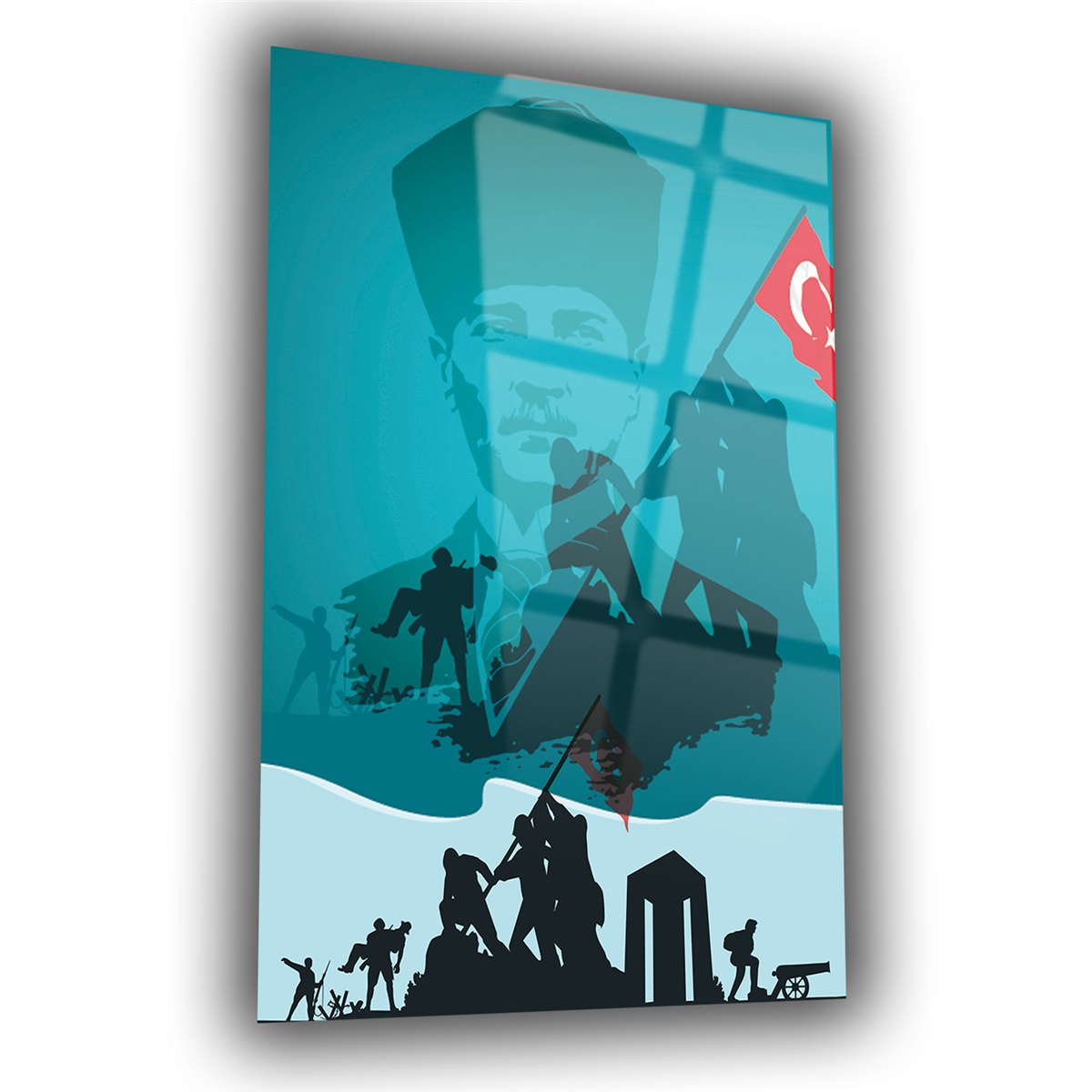 Dikey VatanTemalı Cam Tablo 159