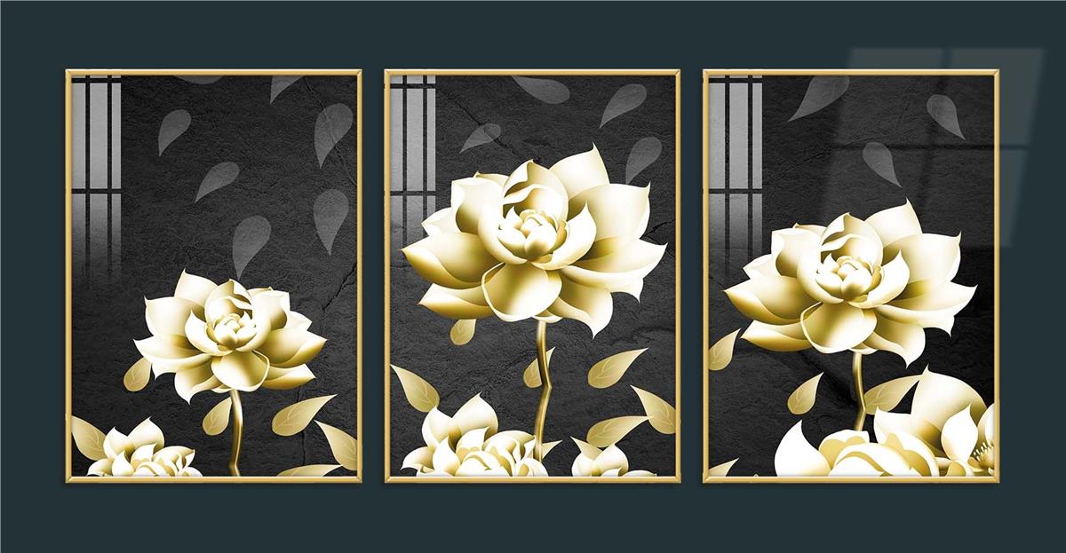 Alüminyum Çerçeveli Sanat Temalı 3'lü Set MDF Tablo 0040