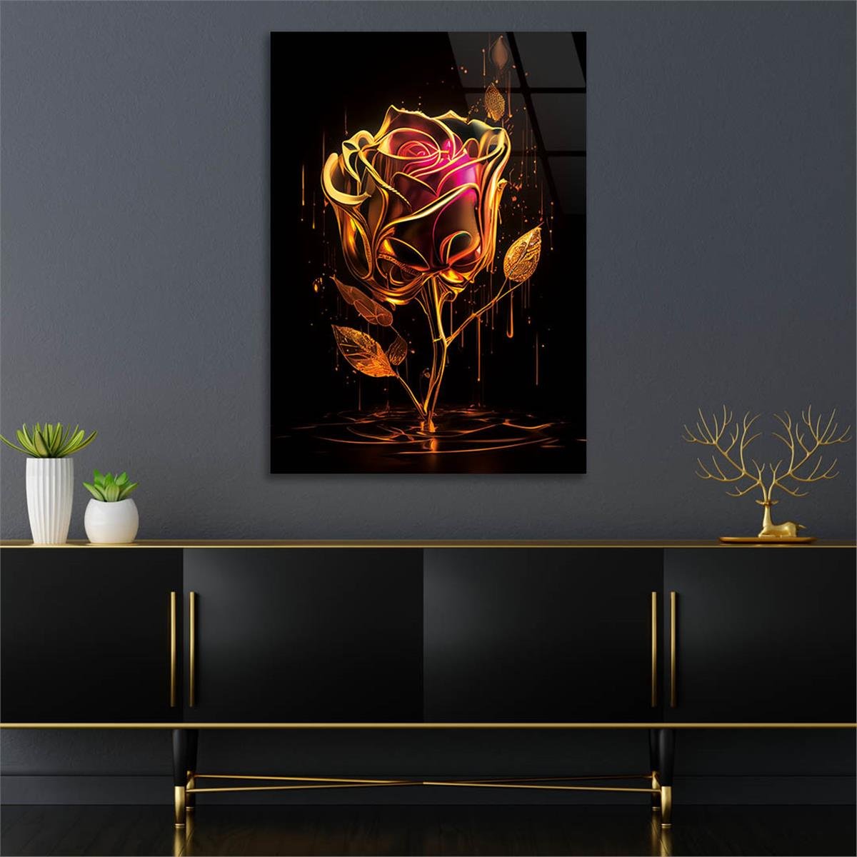 Vertical Tempered Glasss Wall Arts Natured-Themed130