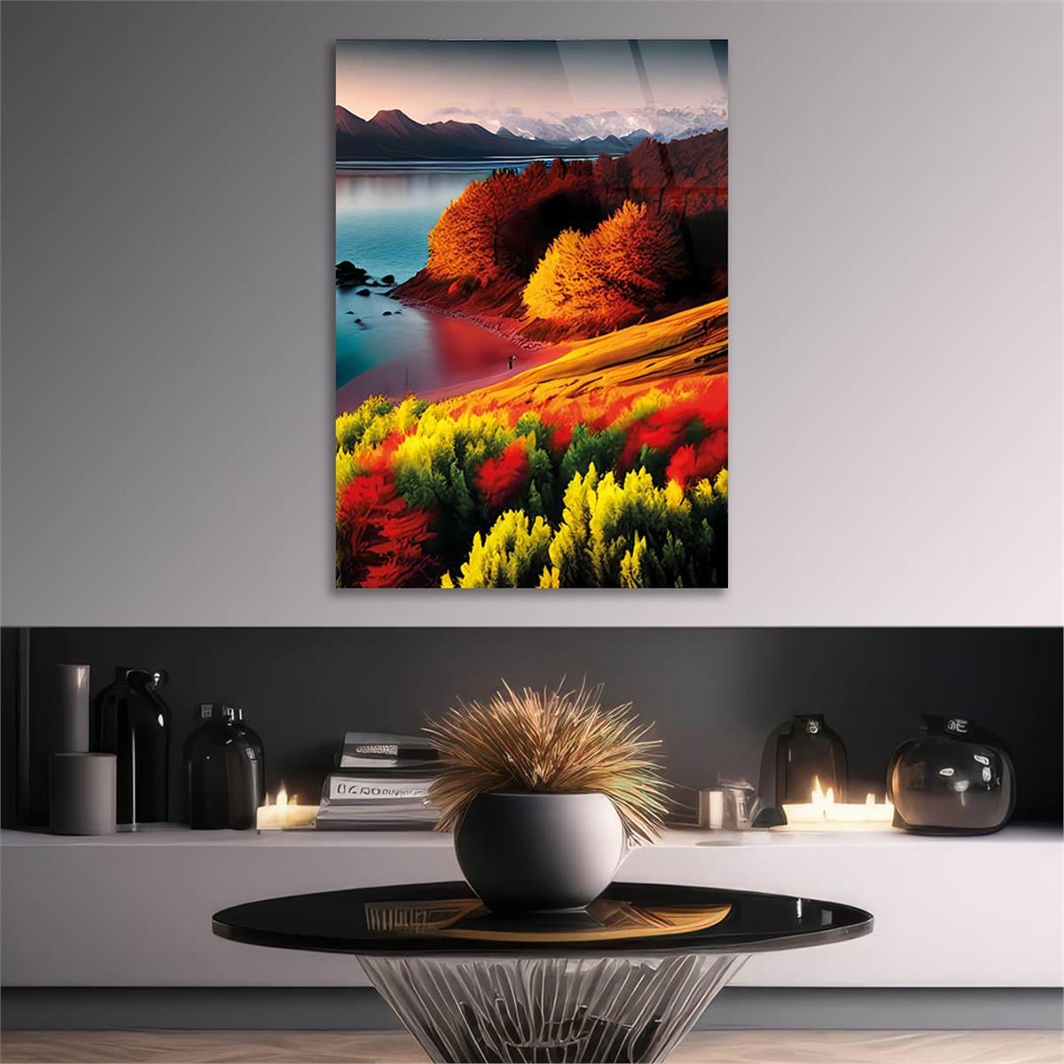Vertical Tempered Glasss Wall Arts Natured-Themed181