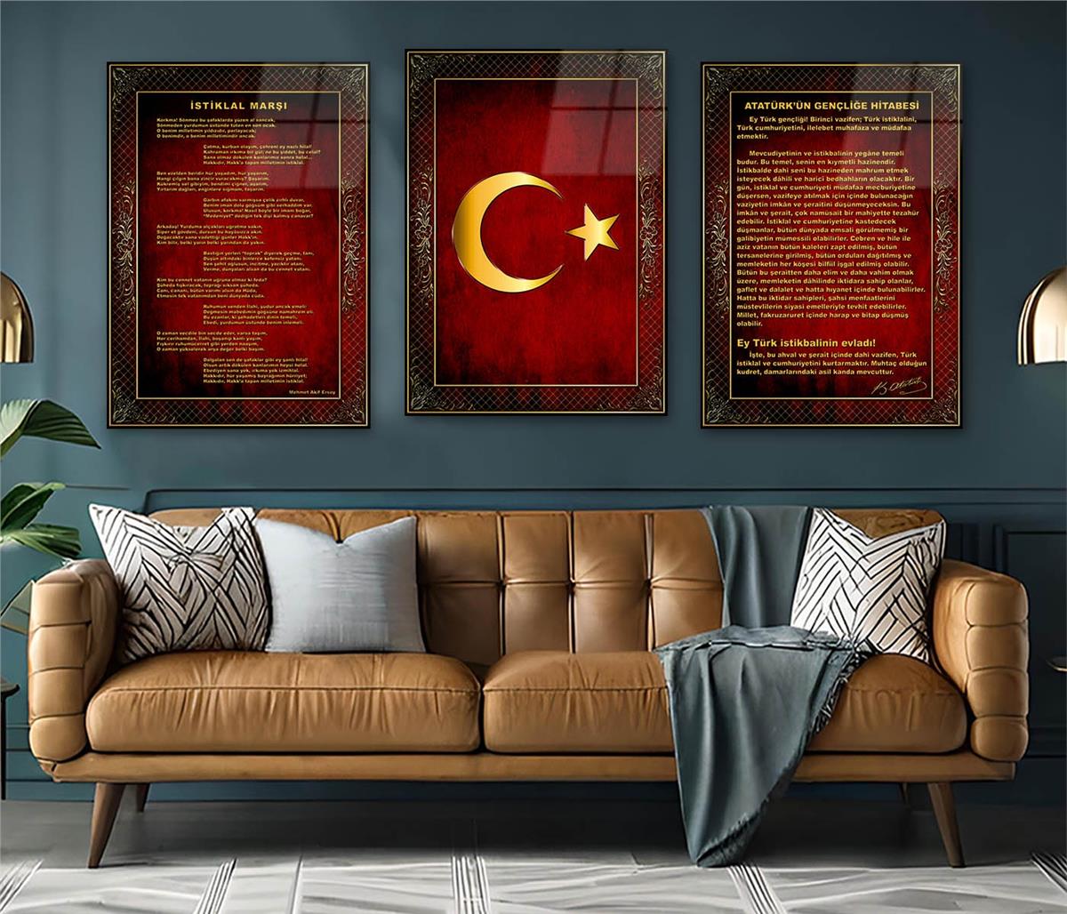  3'lü Set VatanTemalı Cam Tablo 14
