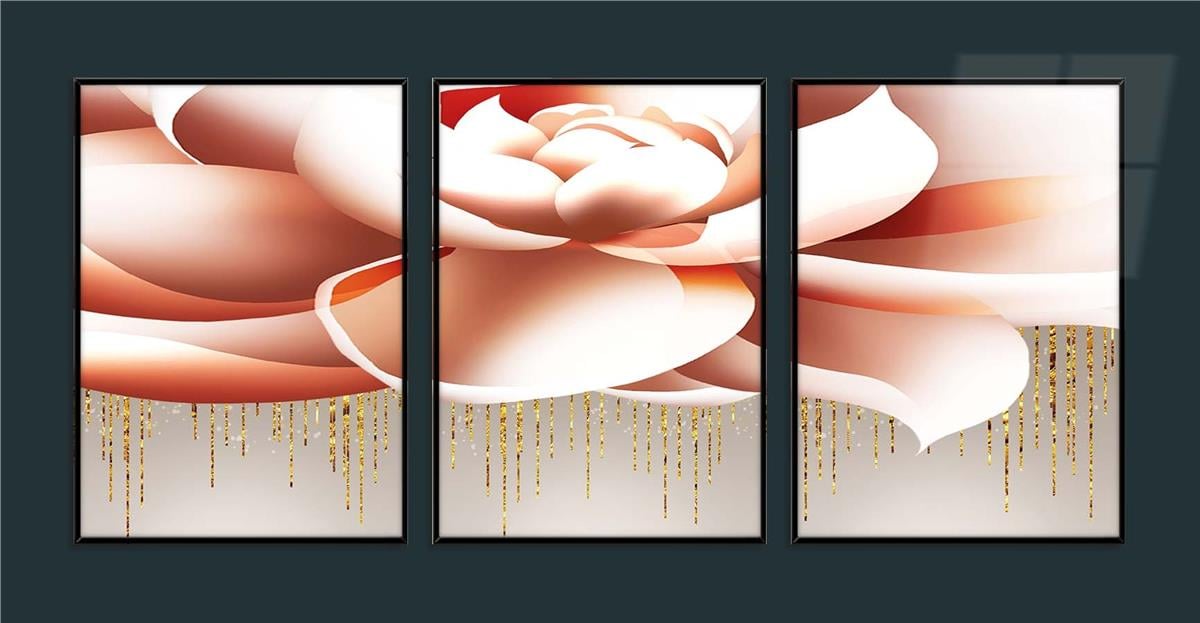 Alüminyum Çerçeveli Sanat Temalı 3'lü Set MDF Tablo 0030