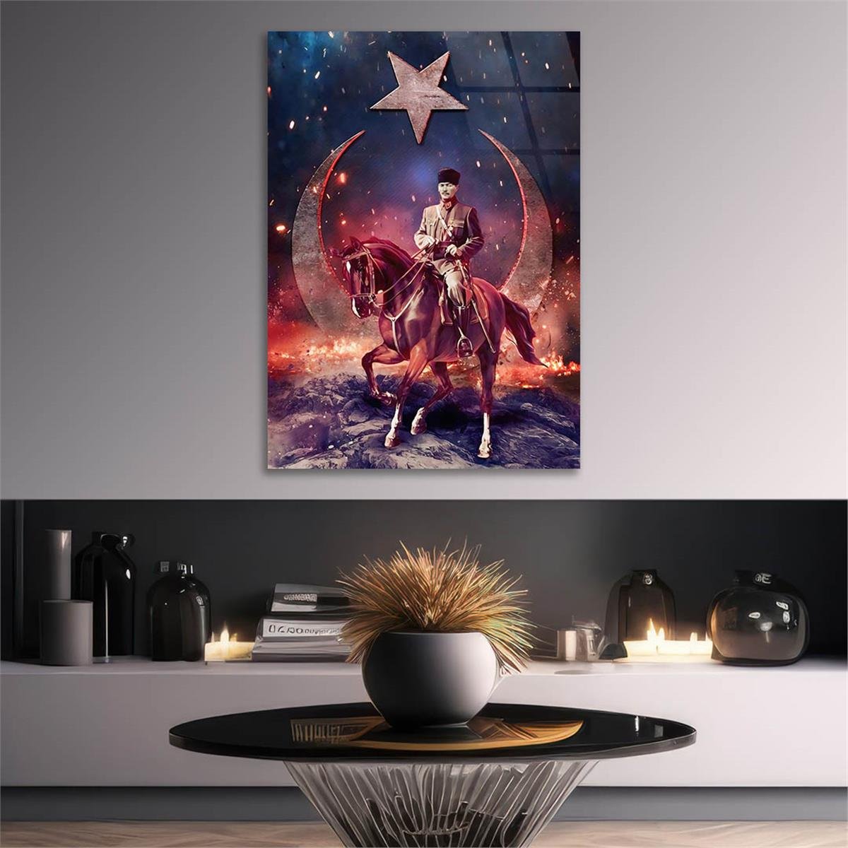 Dikey VatanTemalı Cam Tablo 240