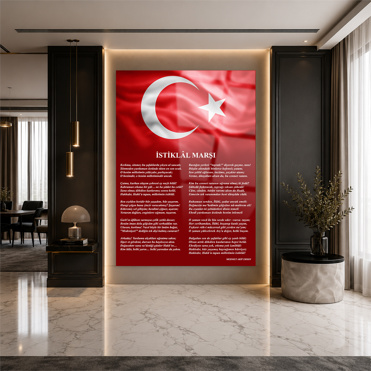 Dikey VatanTemalı Cam Tablo 186