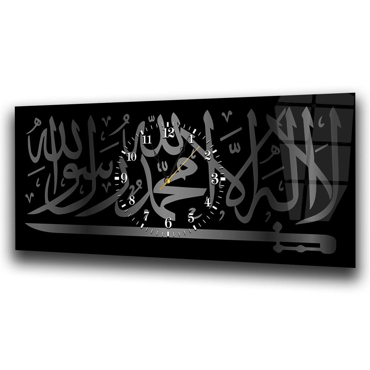 Horizontaal, in Het Midden Voorzien Van Een Klok, Religieus Thema Gehard Glasschilderij 043