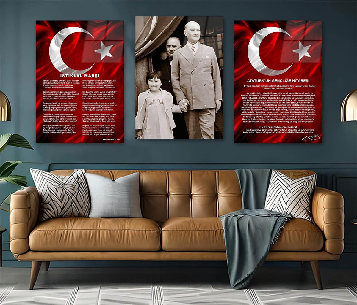  3'lü Set VatanTemalı Cam Tablo 31