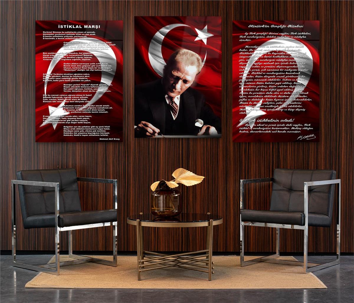  3'lü Set VatanTemalı Cam Tablo 28
