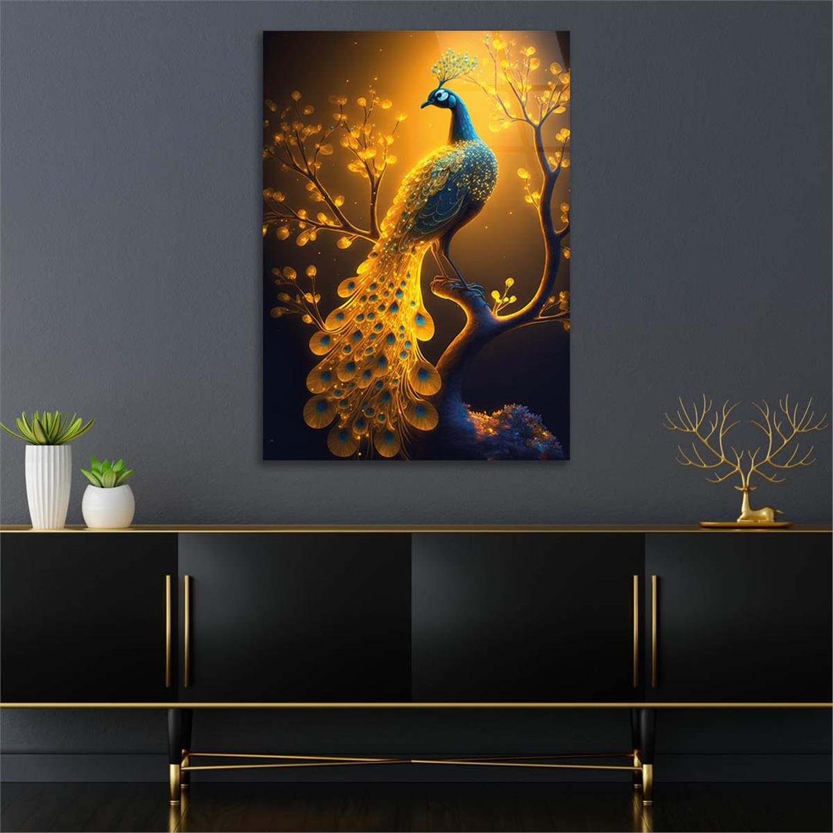 Vertical Tempered Glasss Wall Arts Natured-Themed162