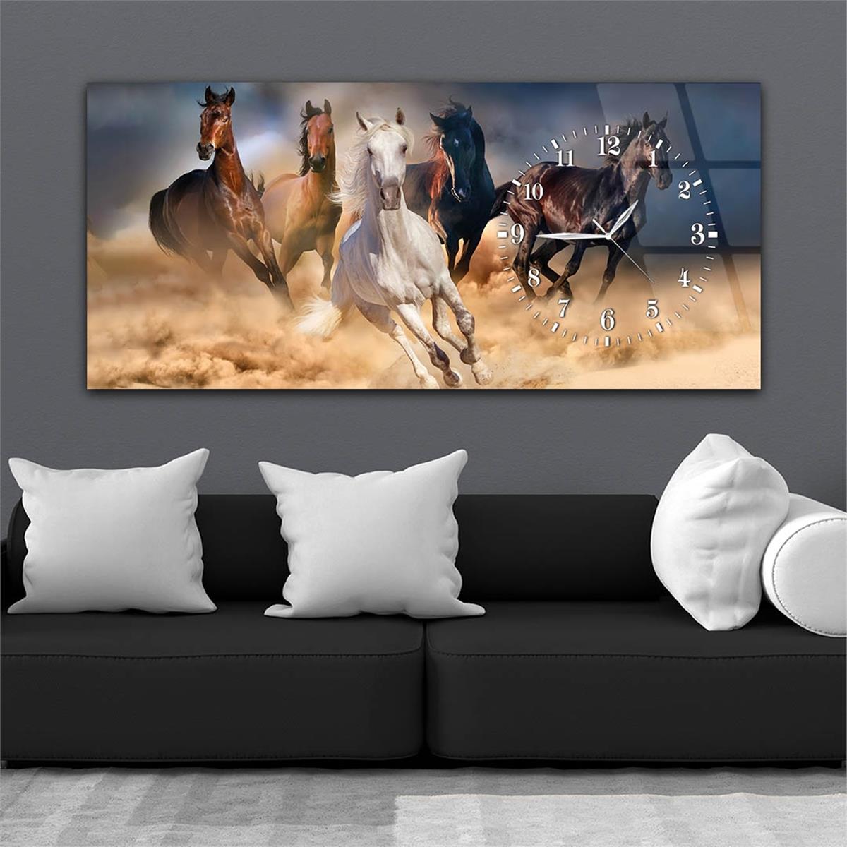 Side-Clock, Art And Nature-Themed Horizontal Glass Wall Painting 009