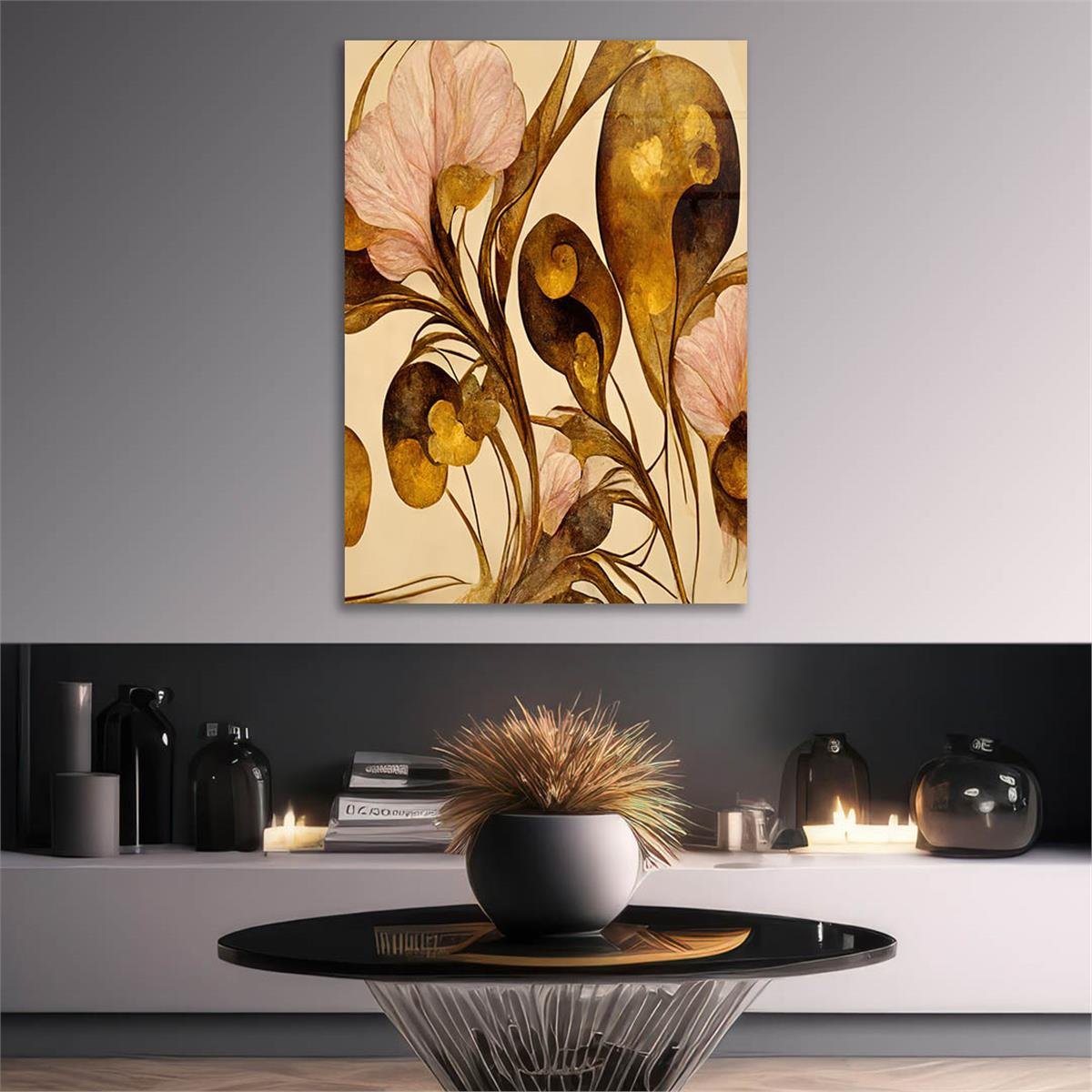 Dikey Sanat Temalı Cam Tablo 452