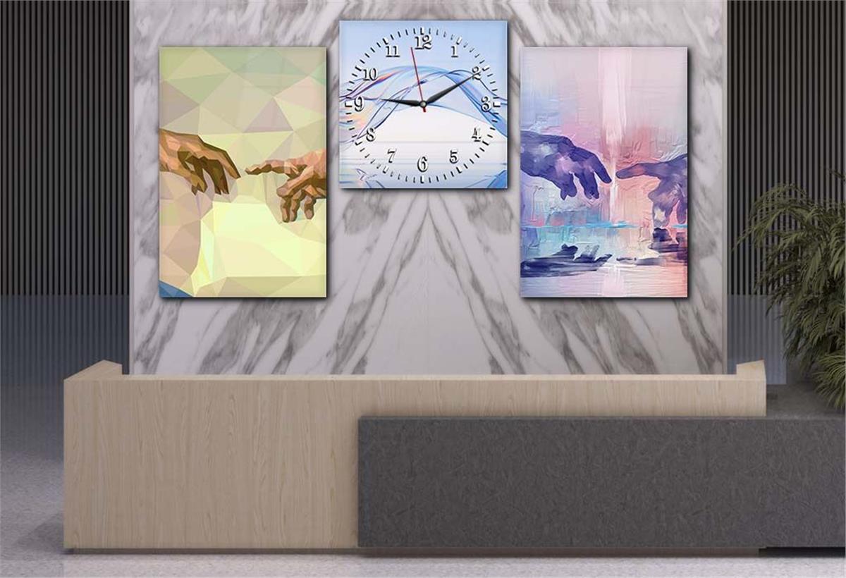 Tempered Glasss Wall Arts Art-Themed Set with Clock