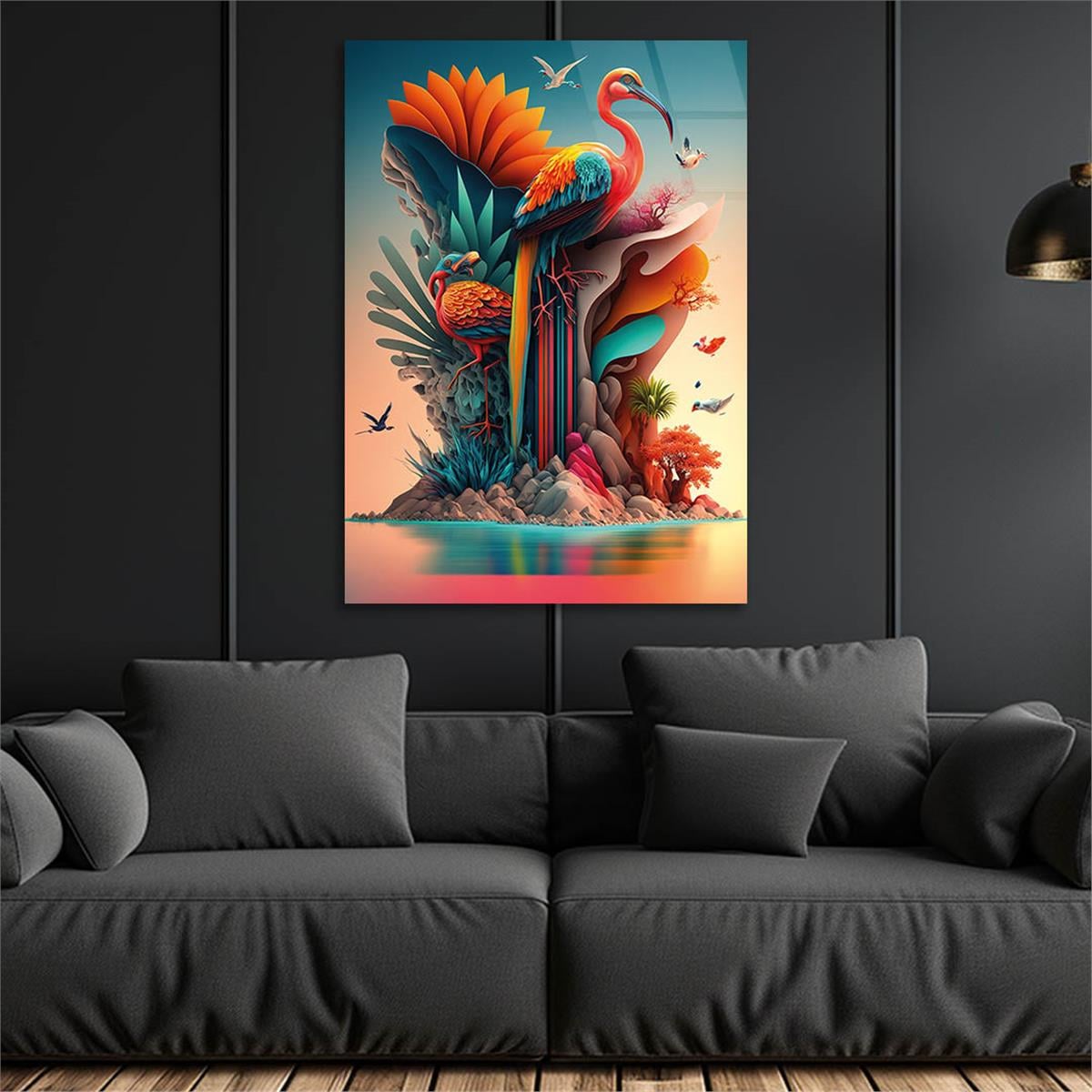 Vertical Tempered Glasss Wall Arts Art-Themed 322