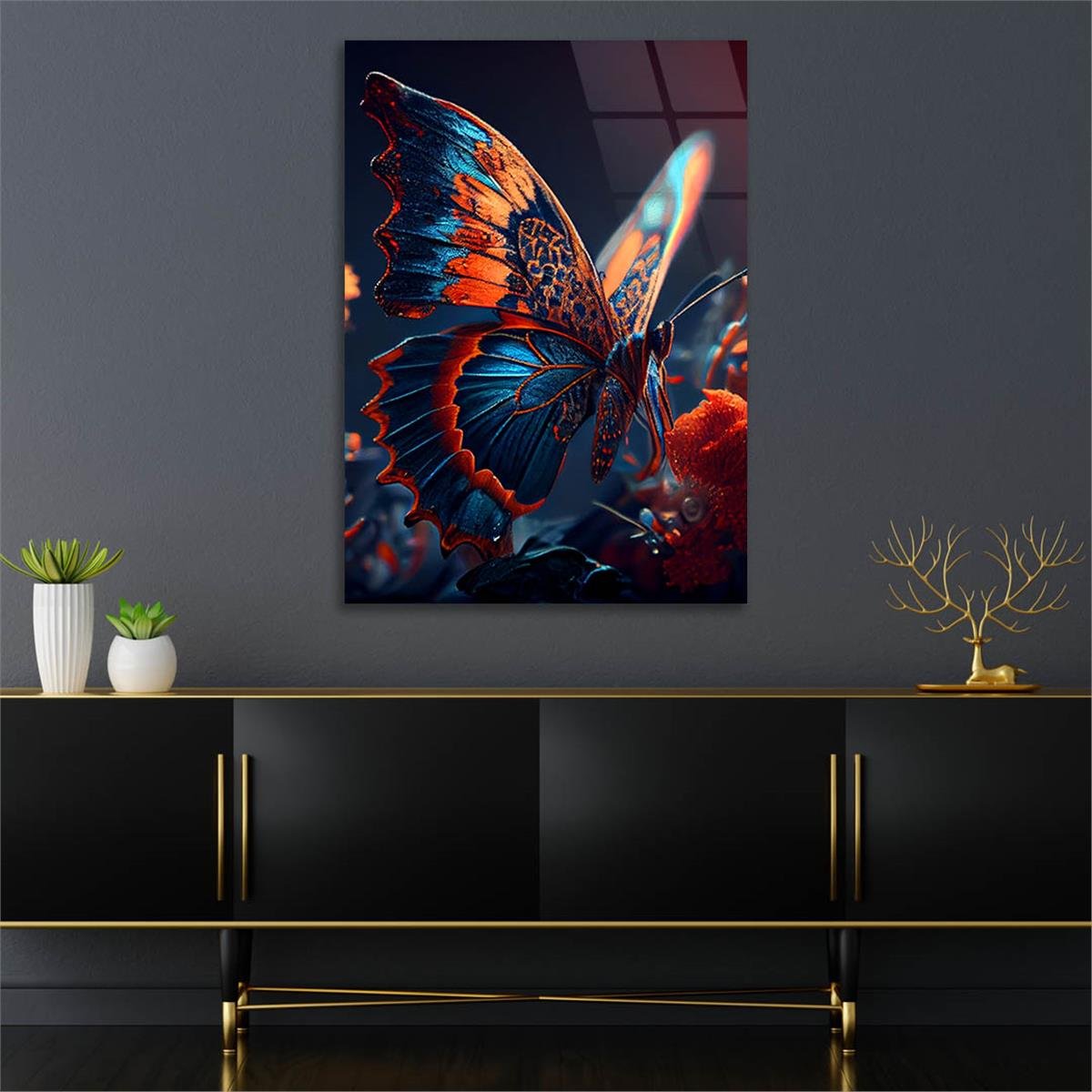 Dikey Sanat Temalı Cam Tablo 426