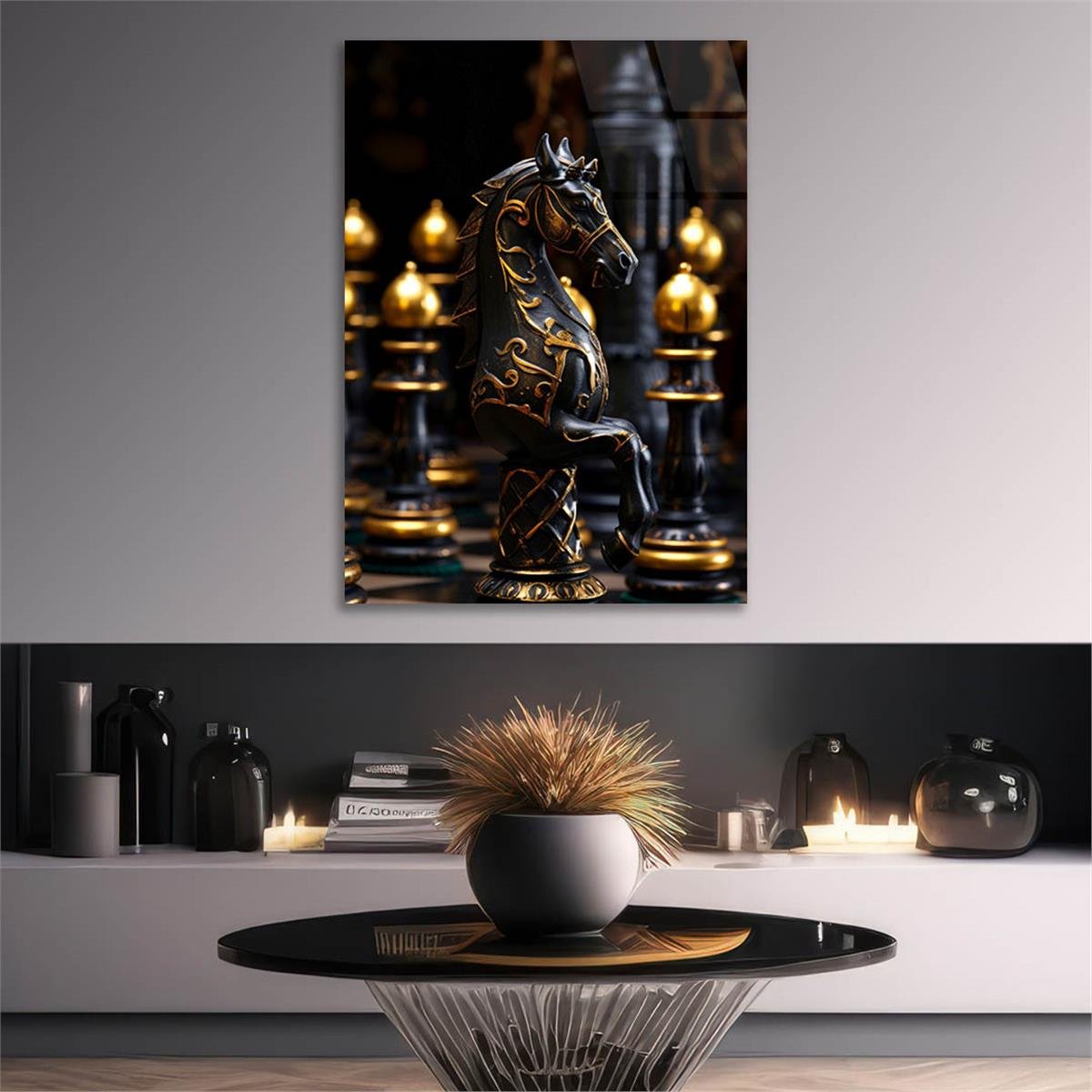 Dikey Sanat Temalı Cam Tablo 407