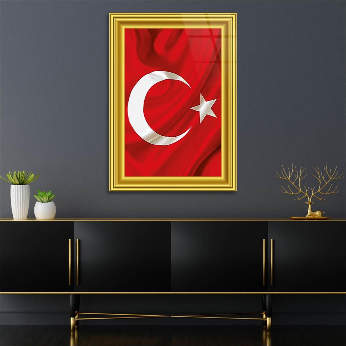 Frame Visual of the Turkish Flag Glass Wall Art