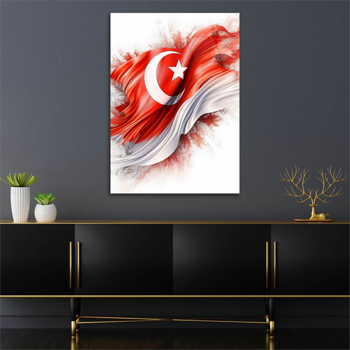 Dikey VatanTemalı Cam Tablo 183