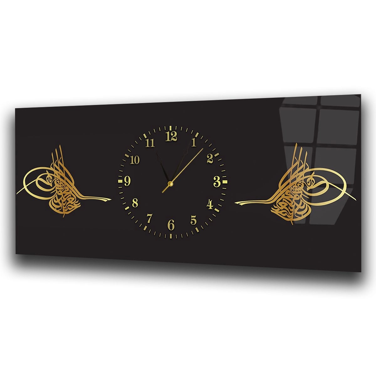 Tableau en verre à thème religieux avec horloge centrale horizontale  107