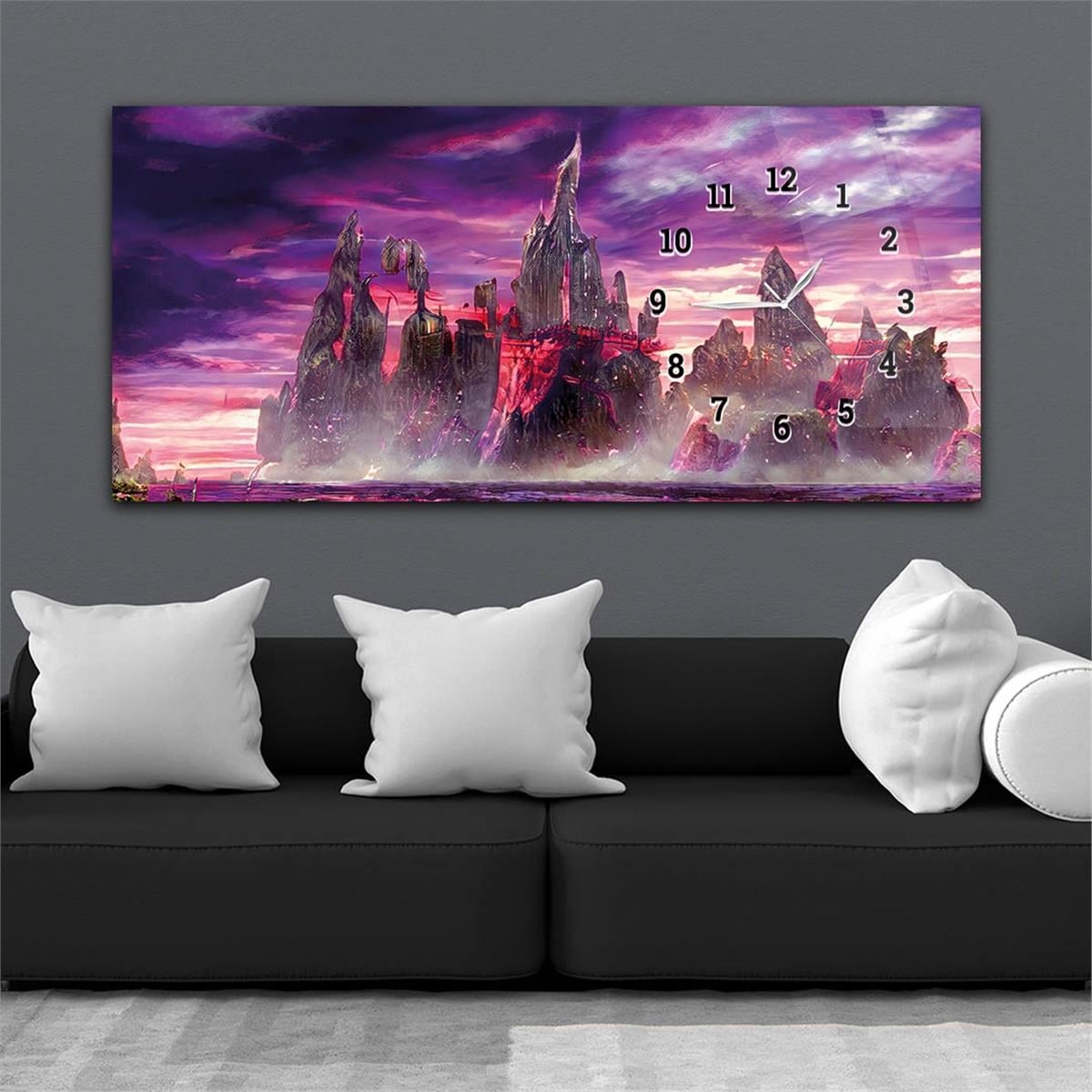 Side-Clock, Art And Nature-Themed Horizontal Glass Wall Painting 224