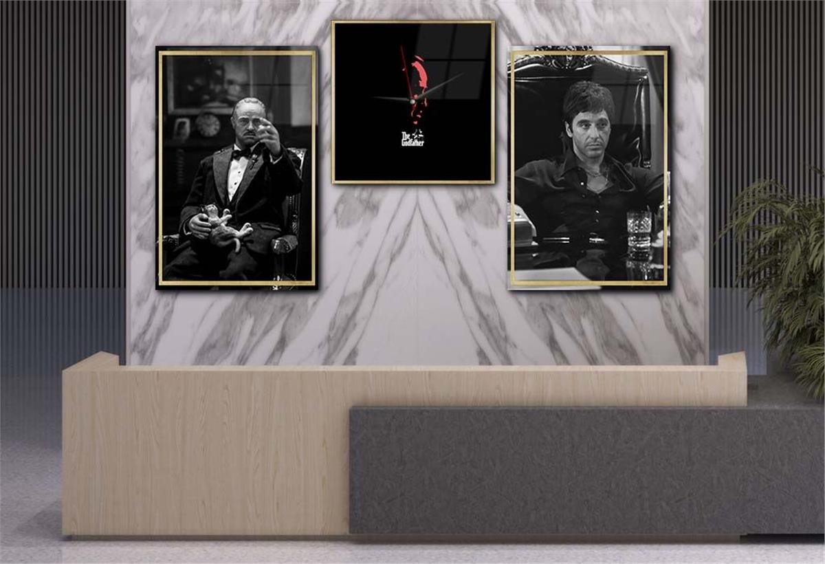 Tempered Glasss Wall Arts Art-Themed Set with Clock