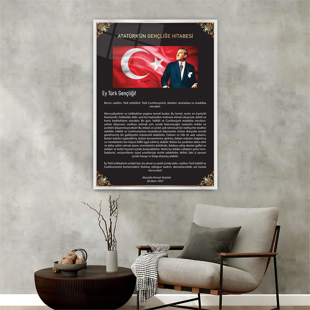 Alüminyum Çerçeveli Vatan Temalı Cam Tablo 015