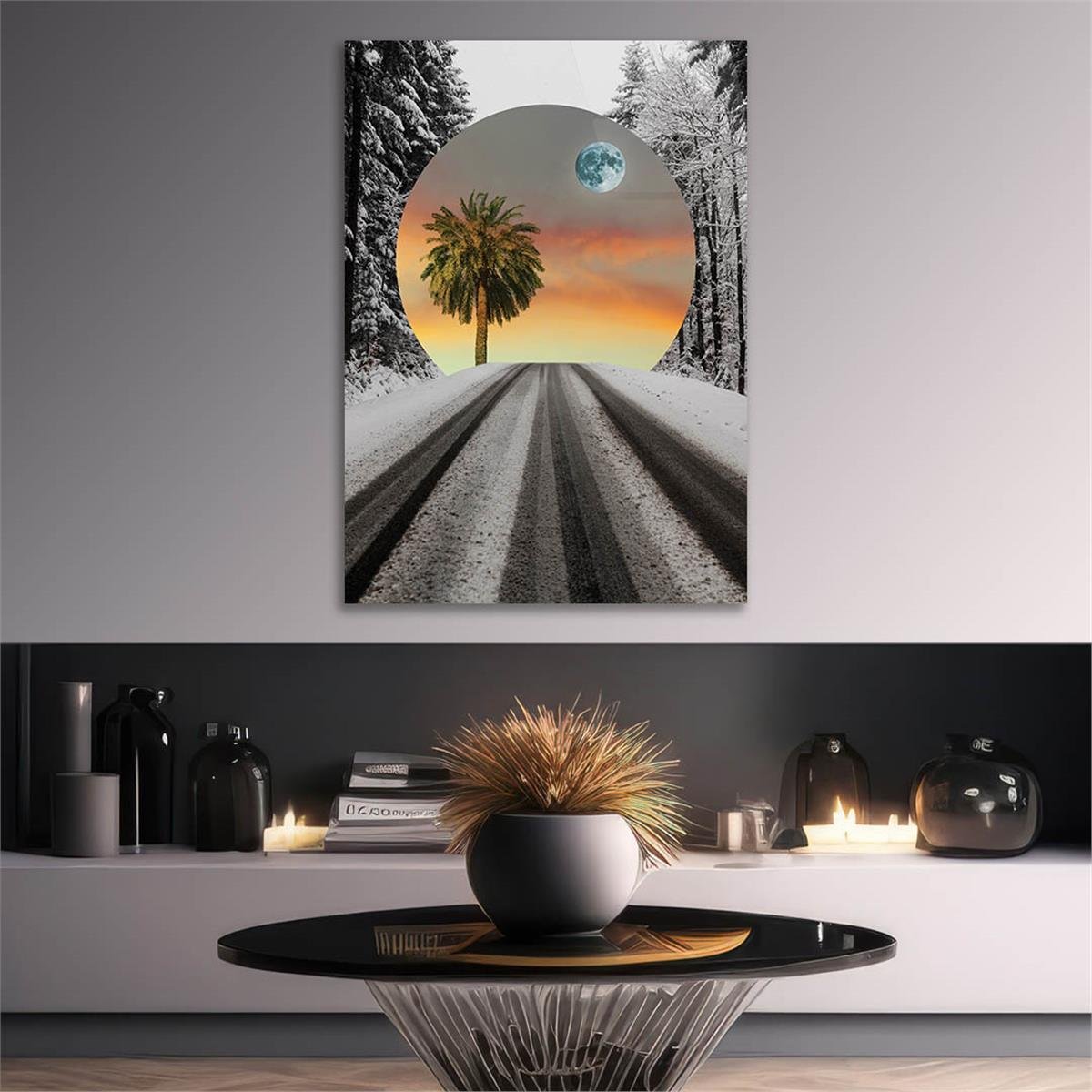Dikey Sanat Temalı Cam Tablo 305