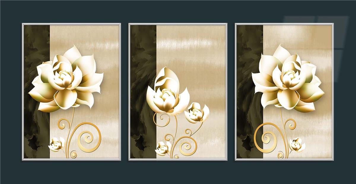 Alüminyum Çerçeveli Sanat Temalı 3'lü Set MDF Tablo 0041